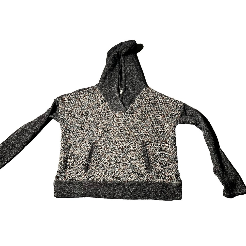 Lucky Lotus California Sweater Womens Large Heather Gray Tight Knit Hooded